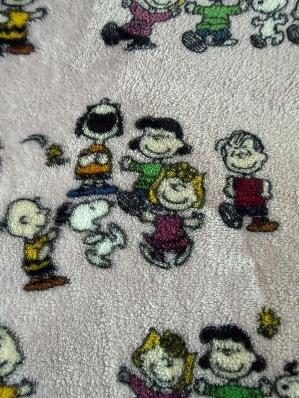 Peanuts Plush Throw Blanket in Light Pink with Multicolor Characters